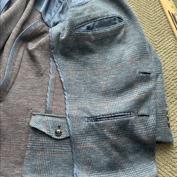 Peter Millar Holden Slim-Fit Checked Wool, Silk and Linen-Blend Blazer Blue 44R - Picture 5 of 13